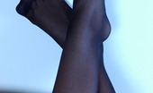 Nylon Feet Line 563860 Monica Curvy Blondie Puts Off Her Glossy Black Pantyhose To Show Her Feet Close-Up Nylon Feet Line
