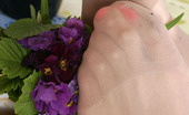 Nylon Feet Line 563880 Margo Long-Haired Chick In Silky Pantyhose Using Her Feet For Some Kinky Purpose Nylon Feet Line
