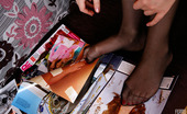 Nylon Feet Line 563888 Maggie Seductive Red-Haired Teaser Tongue-Polishing Her Nyloned Feet In Sexy Way Nylon Feet Line
