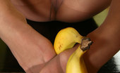 Nylon Feet Line 563997 Stella Mischievous Chick Gets Hold Of A Banana With The Help Of Her Nyloned Feet Nylon Feet Line
