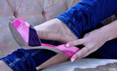 Nylon Feet Line 564042 May Frisky Gal Strips Tight Jeans To Play With Her Sleek Pantyhose Covered Feet Nylon Feet Line
