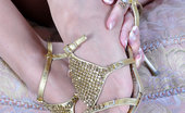 Nylon Feet Line 564053 Annie Hot Flasher Exposes Her French Pedicure In See-Thru Nylons And Open Sandals Nylon Feet Line
