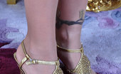 Nylon Feet Line 564053 Annie Hot Flasher Exposes Her French Pedicure In See-Thru Nylons And Open Sandals Nylon Feet Line
