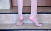 Nylon Feet Line 564137 Florence Frisky Girl Unbuckles Her Strappy Sandals To Show Her Slender Nyloned Feet Nylon Feet Line
