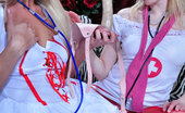 Pantyhose 1 Dolly & Judith Sexy Blonde Nurses Clad In Bright Red Tights Wildly Enjoy Strap-On Fucking Pantyhose 1
