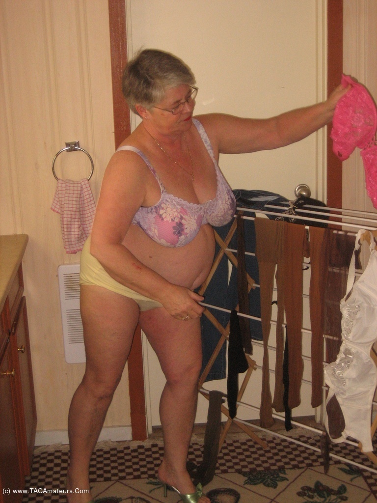 TAC Amateurs Washer Woman Girdlegoddess Is Washing Her Delicate Stockings, Bras And Panties By Hand Using The Scrub Board