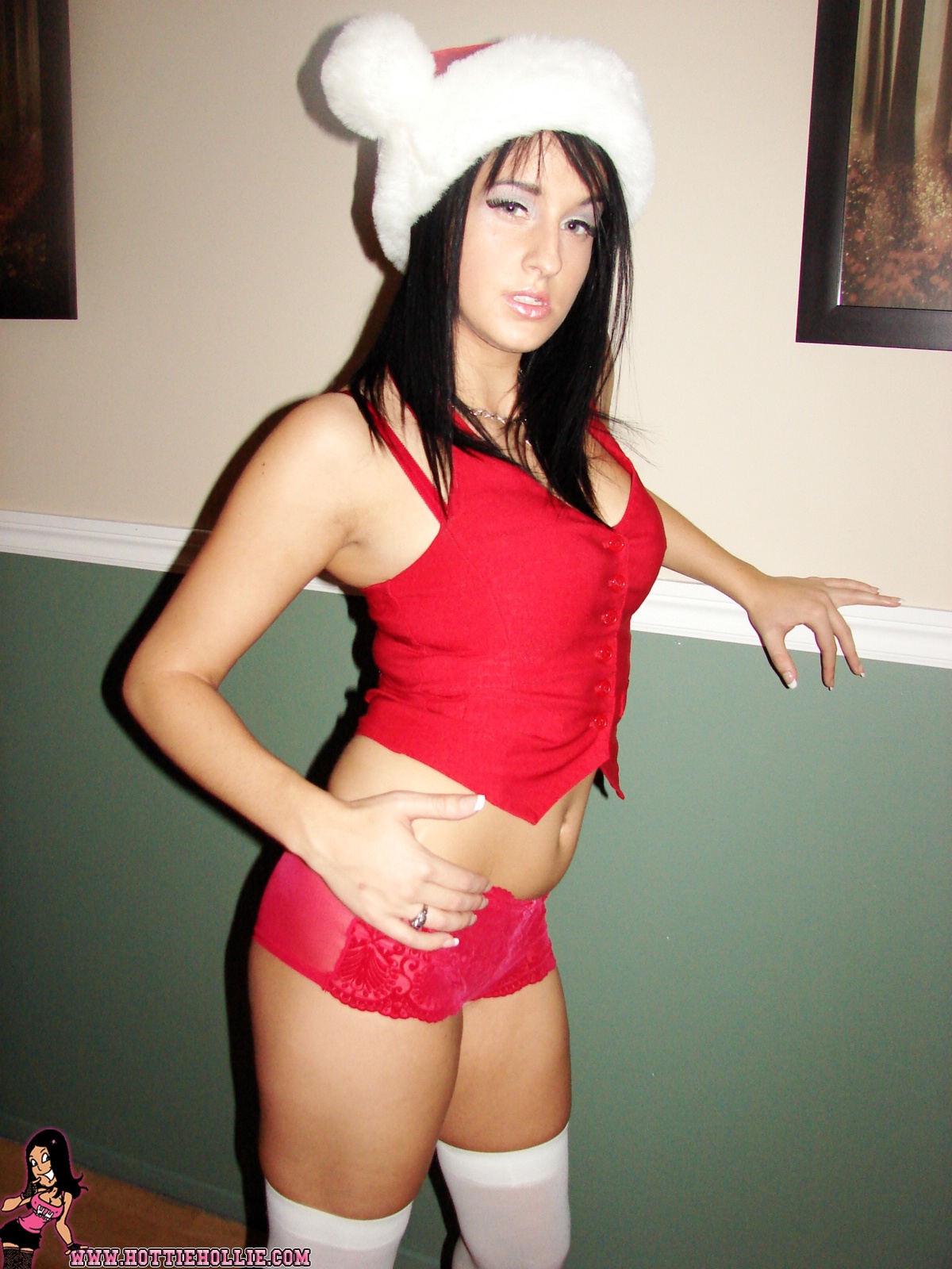 Hottie Hollie Christmas Hottie Hottie Hollie Posing In Her Christmas Outfit And Undressing 419768